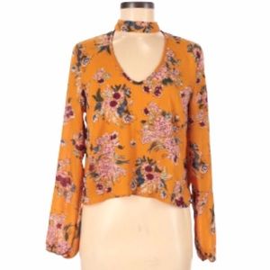 Live 4 Truth Mustang Yellow Floral V-Neck Chocker Style Top
